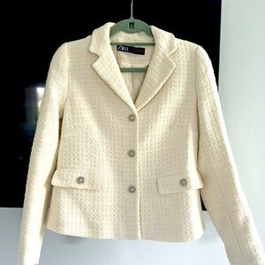 Zara cream tweed blazer size M